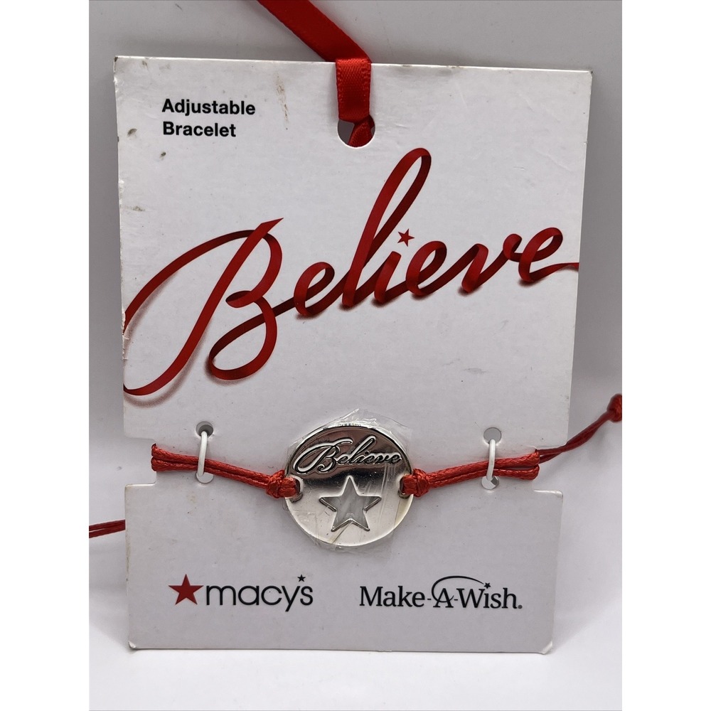 Macy's -‎ Make-A-Wish Believe Slider Adjustable Bracelet Red